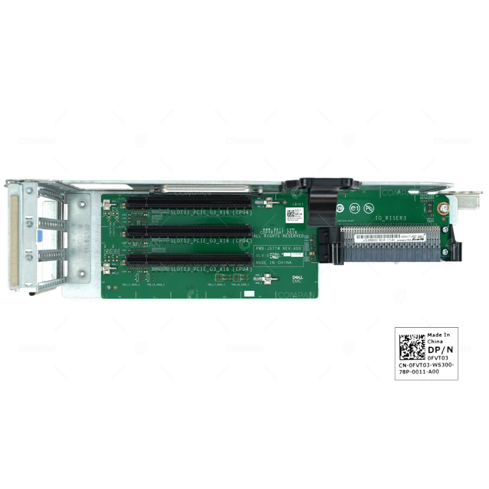 FVT03 DELL RISER 3 CARD 3 SLOT PCIE 3.0 3X16 FOR R940 0FVT03, J57TW